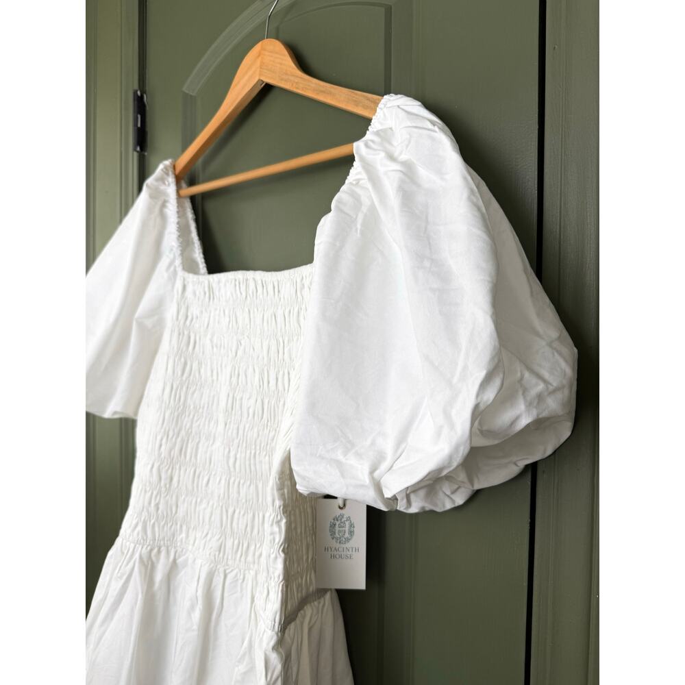 NWT Hyacinth House Tuckernuck White Smocked Catarina Puff Mini Dress Large - Picture 5 of 7